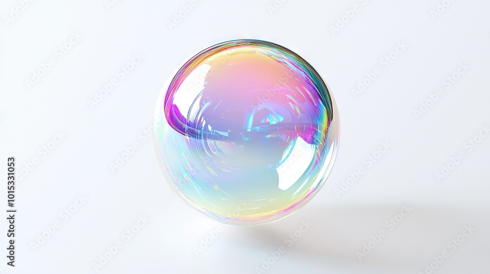 A clear photo of a soap bubble on white background, with reflections of a person's face inside it A clear photo of a soap bubble on white background, with reflections of a person's face inside it