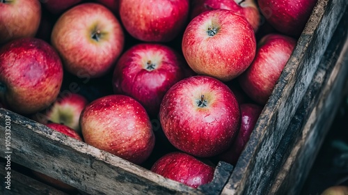 A crate of delicious, ready-to-eat apples. photo