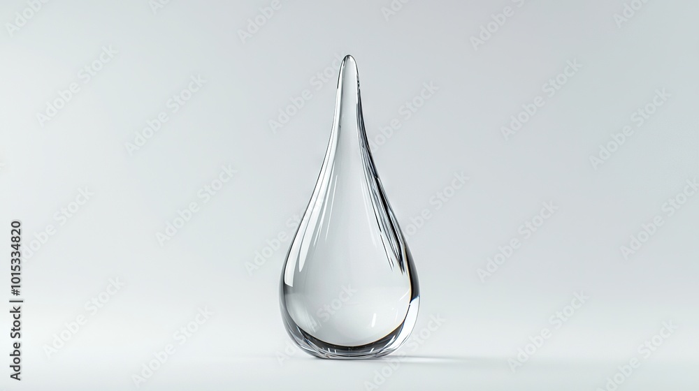 Fototapeta premium A white table has a clear water droplet on it, while a black and white photo of a white wall rests nearby