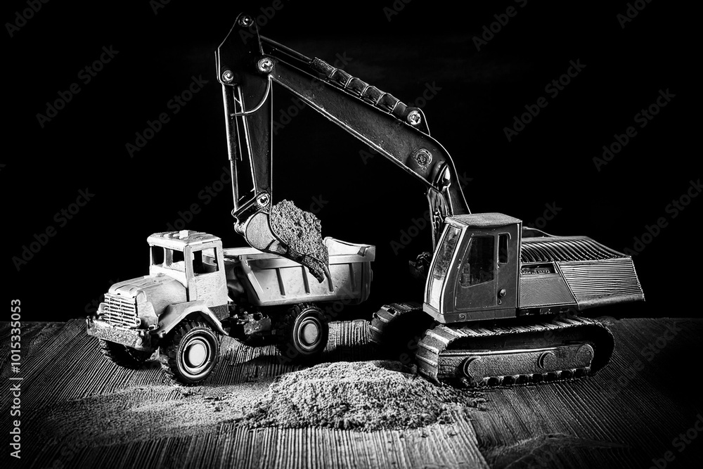 Naklejka premium toy excavators, a perfect combination of imagination and detail, ideal for bringing visual projects to life