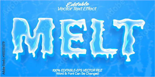 Melt Vector Text Effect Editable Alphabet Cold Frozen Blue Ice