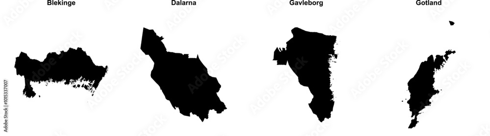 Blekinge, Dalarna, Gavleborg, Gotland outline maps Blekinge, Dalarna, Gavleborg, Gotland outline maps