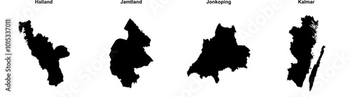 Halland, Jamtland, Jonkoping, Kalmar outline maps