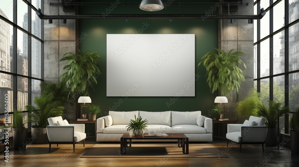 Empty advertising billboard frame on wall in office lobby copy space for mock up design template. Peculiar Empty advertising billboard frame on wall in office lobby copy space for mock up design template. Peculiar