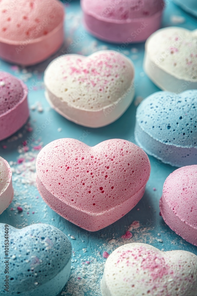 heart-shaped bath bombs. Selective focus heart-shaped bath bombs. Selective focus