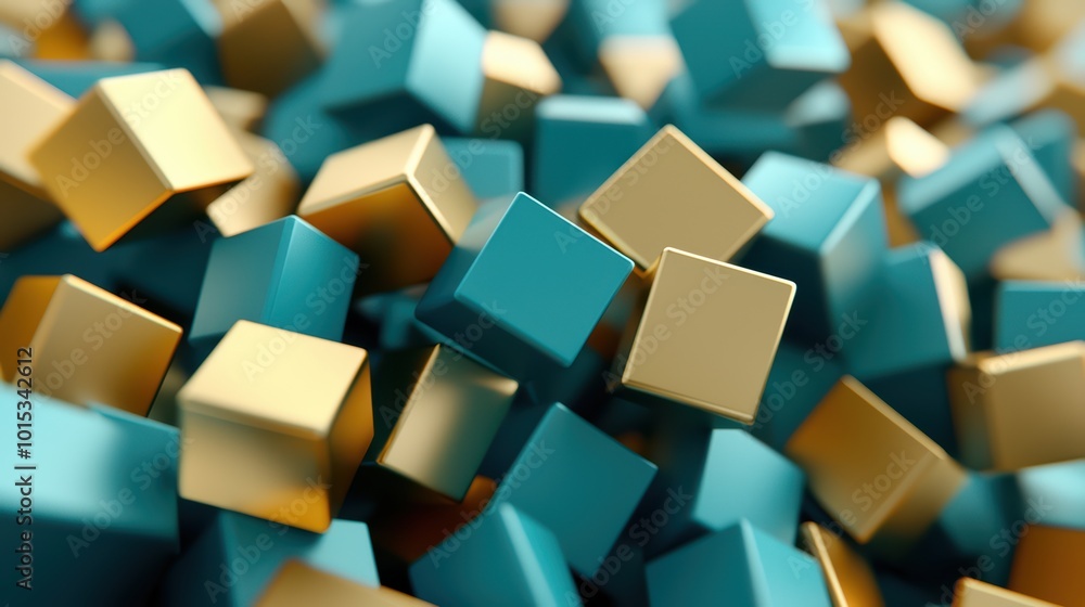 Colorful 3D cubes in turquoise and gold, creating a vibrant abstract background. Colorful 3D cubes in turquoise and gold, creating a vibrant abstract background.