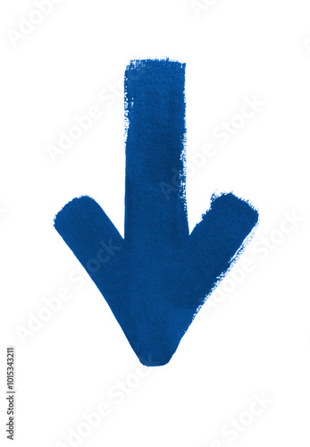 Watercolor arrow blue on a white background