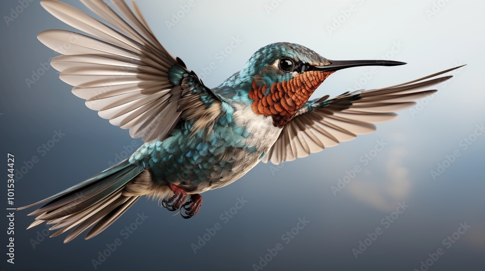 Obraz premium Flying hummingbird isolated