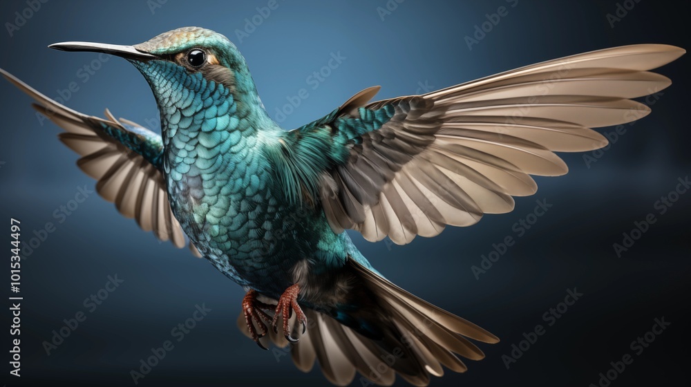 Naklejka premium Flying hummingbird isolated