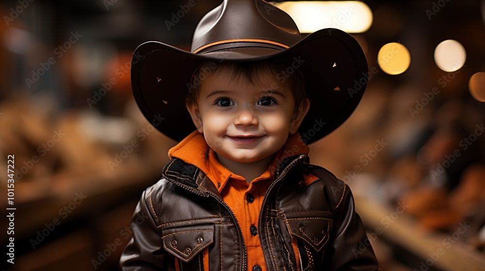 Funny baby boy wearing a cowboy costume Funny baby boy wearing a cowboy costume