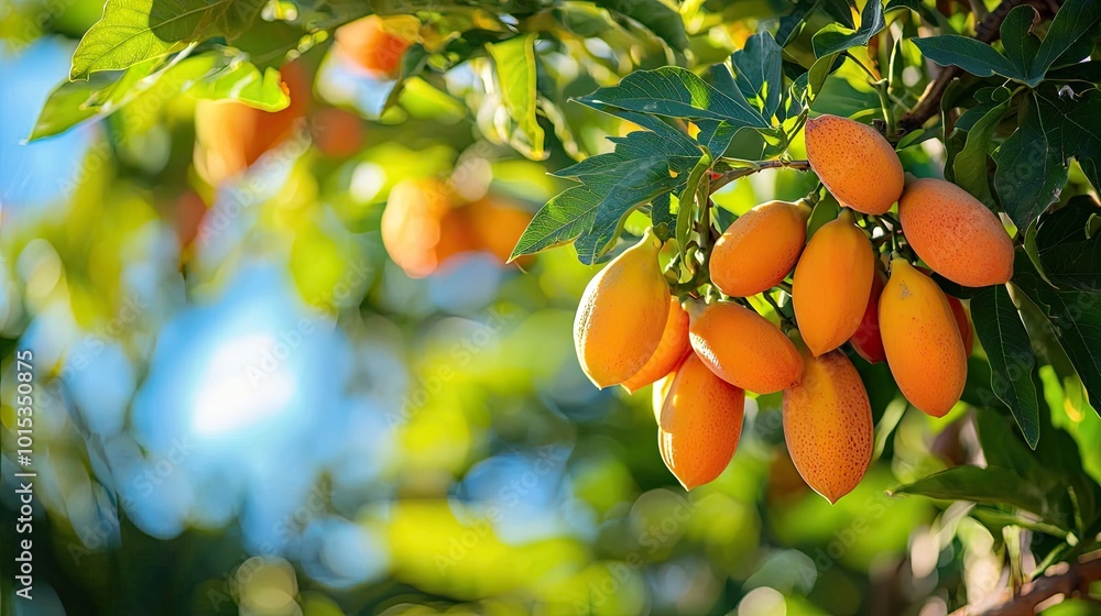 papaya grows on a branch. Selective focus papaya grows on a branch. Selective focus