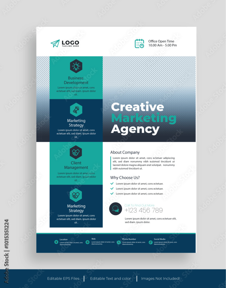 Obraz premium Modern A4 corporate creative clean business flyer design template