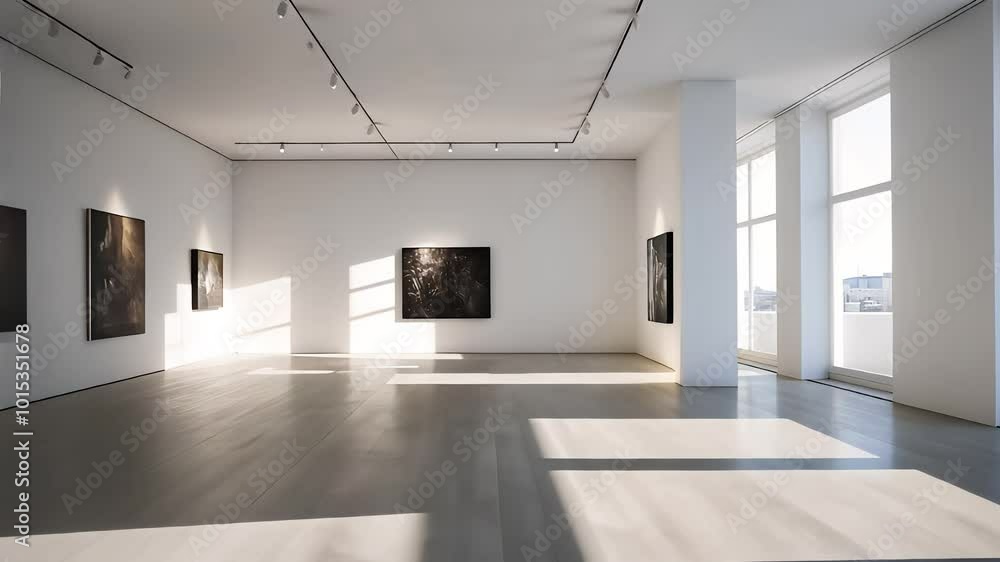 Bright Minimalist Art Gallery with Modern Artwork Display
Bright Minimalist Art Gallery with Modern Artwork Display