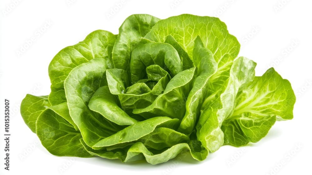 Isolated on white background green butter lettuce composition Isolated on white background green butter lettuce composition