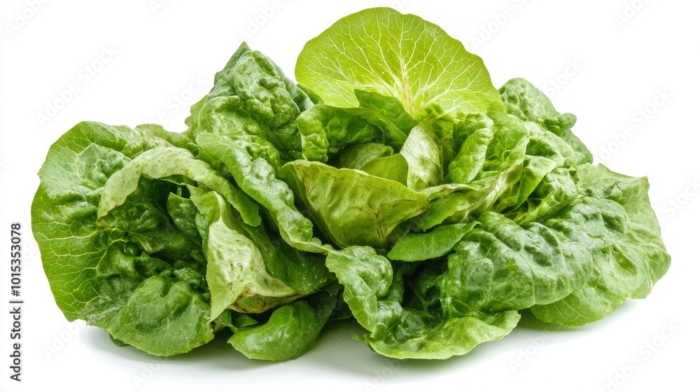 Isolated on white background green butter lettuce composition Isolated on white background green butter lettuce composition