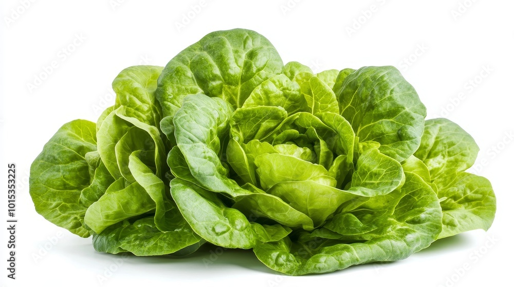 Isolated on white background green butter lettuce composition Isolated on white background green butter lettuce composition