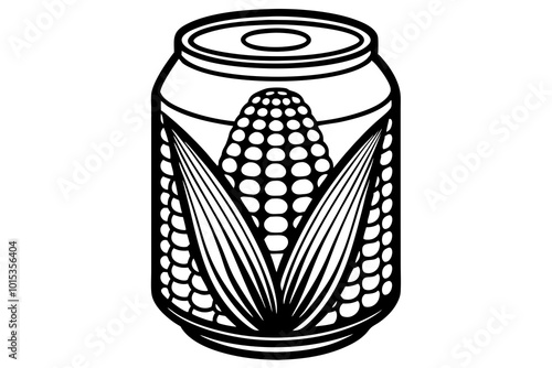  Sweet Corn Food Can stock  silhouette black vector illustration 