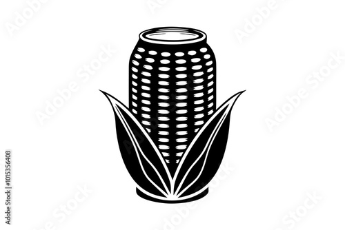  Sweet Corn Food Can stock  silhouette black vector illustration 