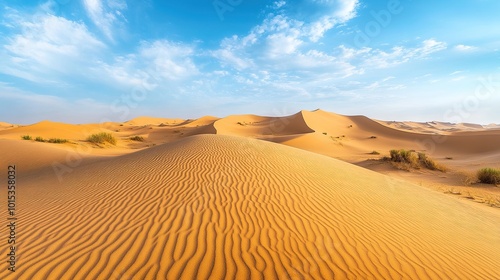 Serene desert landscape with gentle sand dunes.