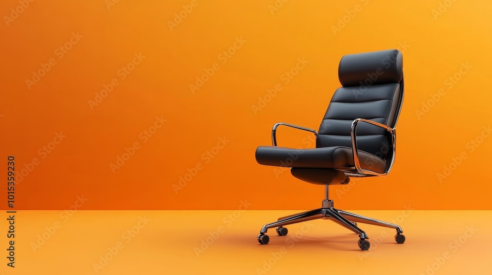 Office chair with businessman accessories on orange background. Business ideas for illustrators. 3D rendering. Office chair with businessman accessories on orange background. Business ideas for illustrators. 3D rendering.