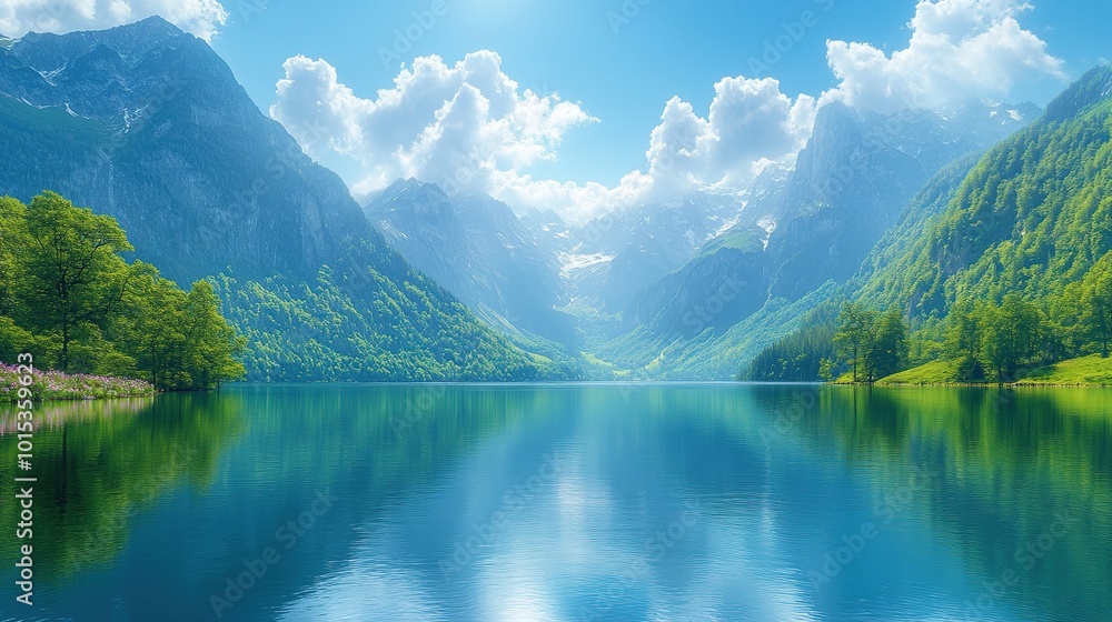 Serene mountain lake reflecting vibrant nature. Serene mountain lake reflecting vibrant nature.