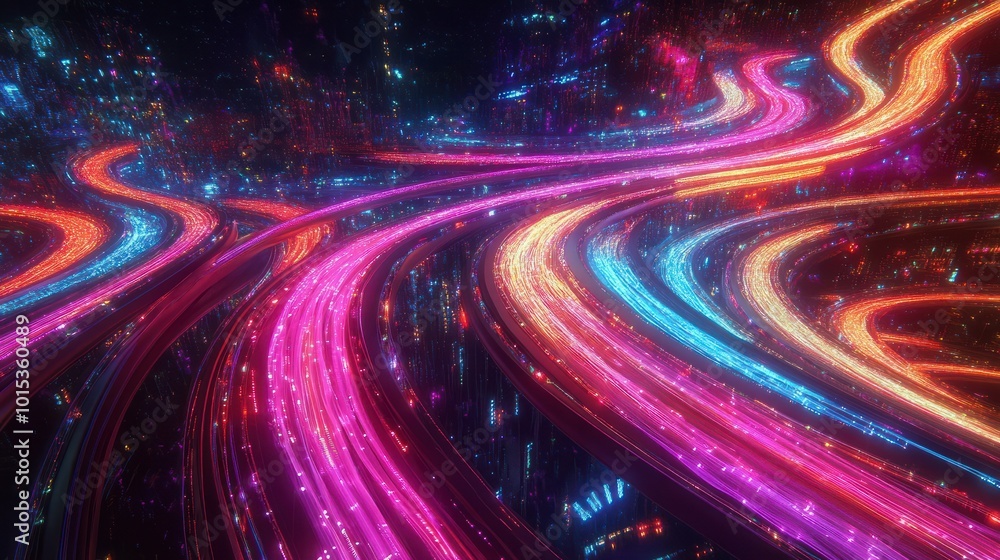 technology roads made out of fiber and network connections. colorful abstract background. technology roads made out of fiber and network connections. colorful abstract background.