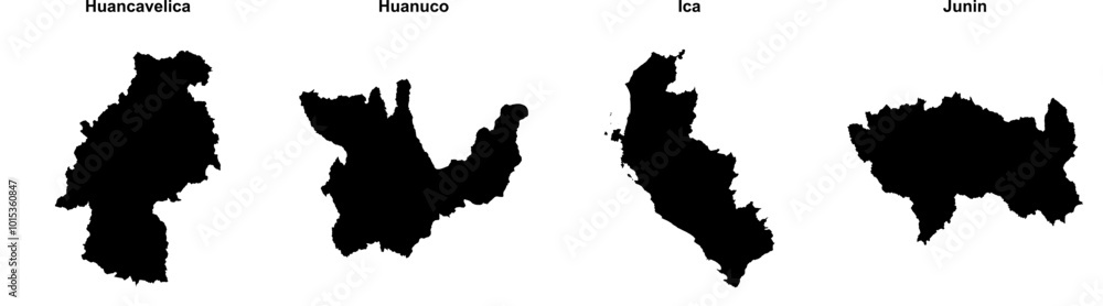 Huancavelica, Huanuco, Ica, Junin outline maps Huancavelica, Huanuco, Ica, Junin outline maps