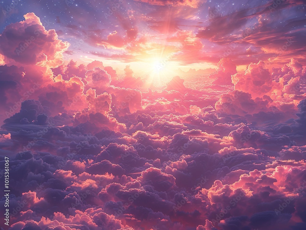 Stunning Pink and Purple Sunset Cloudscape Stunning Pink and Purple Sunset Cloudscape