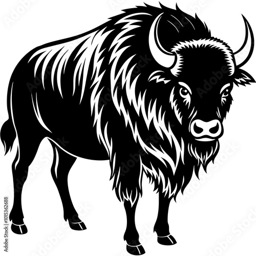 illustration of a black and white bull