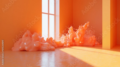 Vibrant Orange Crystals Illuminated by Warm Sunlight photo