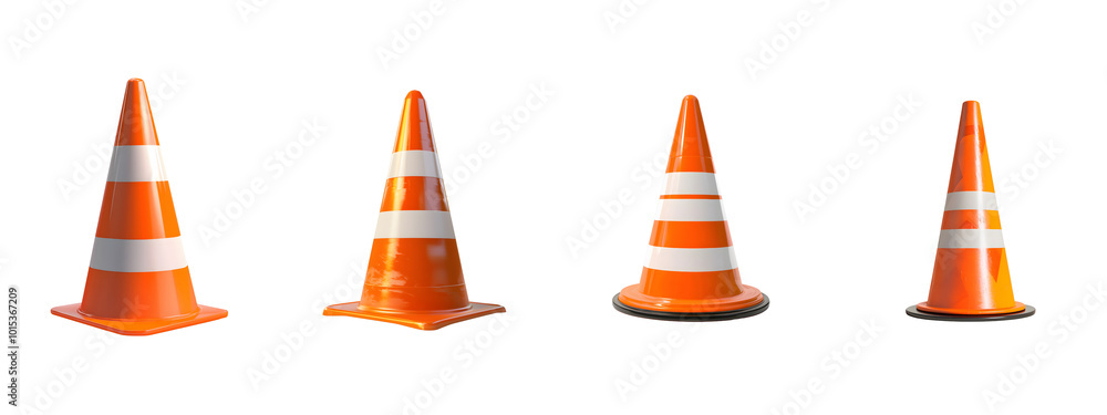 Four Traffic Cones Isolated on Black Background. Illustration.on transparent, white background, isolate PNG Four Traffic Cones Isolated on Black Background. Illustration.on transparent, white background, isolate PNG