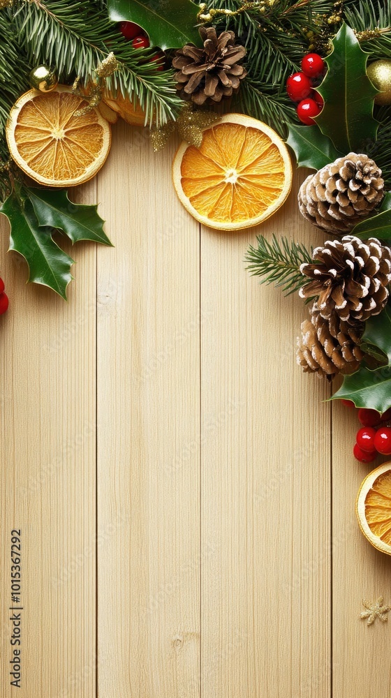 This beautiful wreath features dried orange slices, vibrant holly berries, and pine cones, making it an ideal decoration for doors or walls during the Christmas season This beautiful wreath features dried orange slices, vibrant holly berries, and pine cones, making it an ideal decoration for doors or walls during the Christmas season