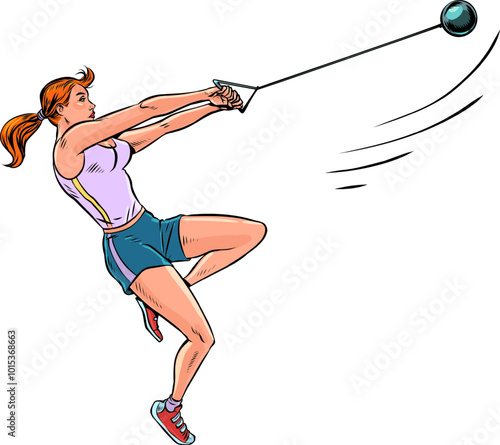 Hammer throw by athlete. Olympic competition to become champion. Sports lifestyle and athletics.