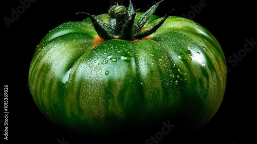 Look at the vivid green of an underripe tomato, its flesh luminous with life. photo