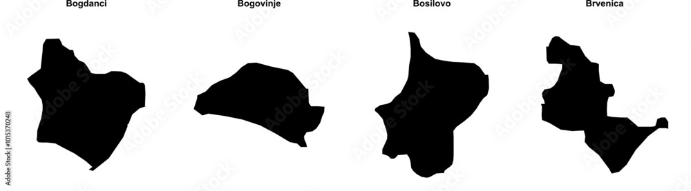 Bogdanci, Bogovinje, Bosilovo, Brvenica outline maps Bogdanci, Bogovinje, Bosilovo, Brvenica outline maps