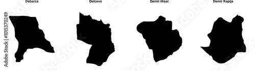 Debarca, Delcevo, Demir Hisar, Demir Kapija outline maps