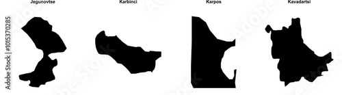 Jegunovtse, Karbinci, Karpos, Kavadartsi outline maps