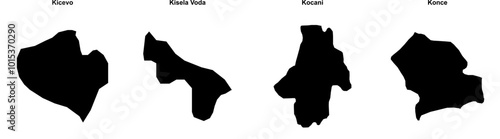 Kicevo, Kisela Voda, Kocani, Konce outline maps