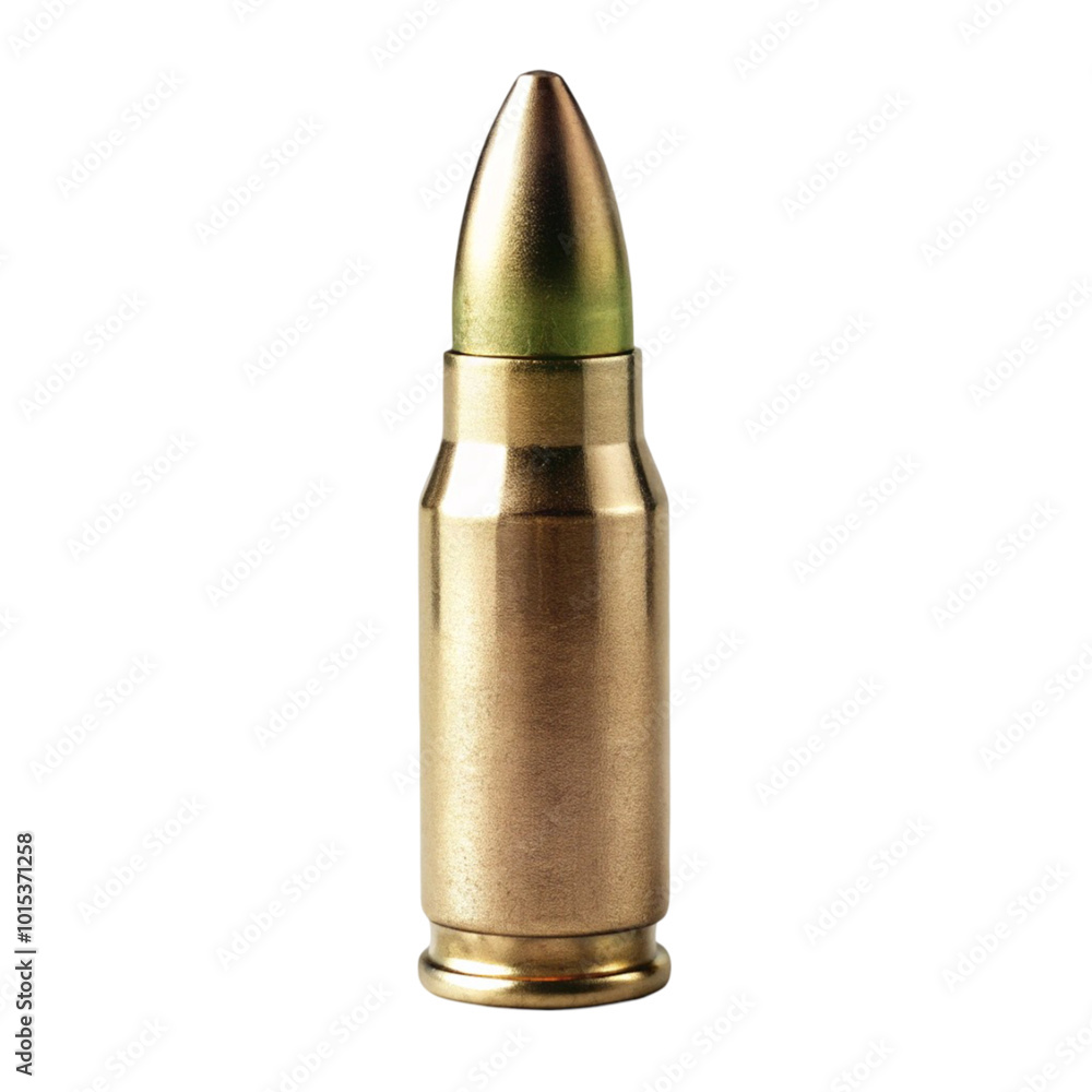 A gold bullet with a purple tip on transparent background A gold bullet with a purple tip on transparent background