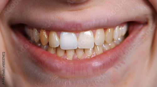 Teeth whitening smile of woman with white teeth