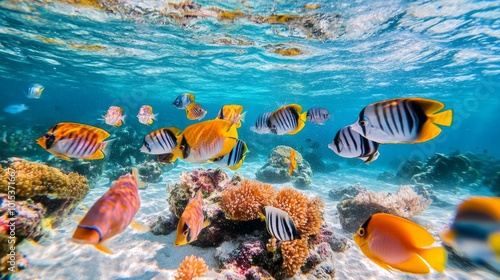 In a small bay off the coast of Mauritius, an island republic in the Indian Ocean, vibrant fish dart among the coral.