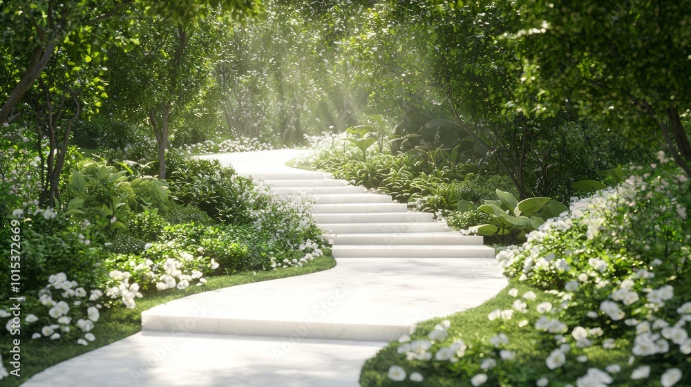 Serene Fengshui Garden Path with Ray Tracing, Peaceful Seating, and Reflective Layout Serene Fengshui Garden Path with Ray Tracing, Peaceful Seating, and Reflective Layout