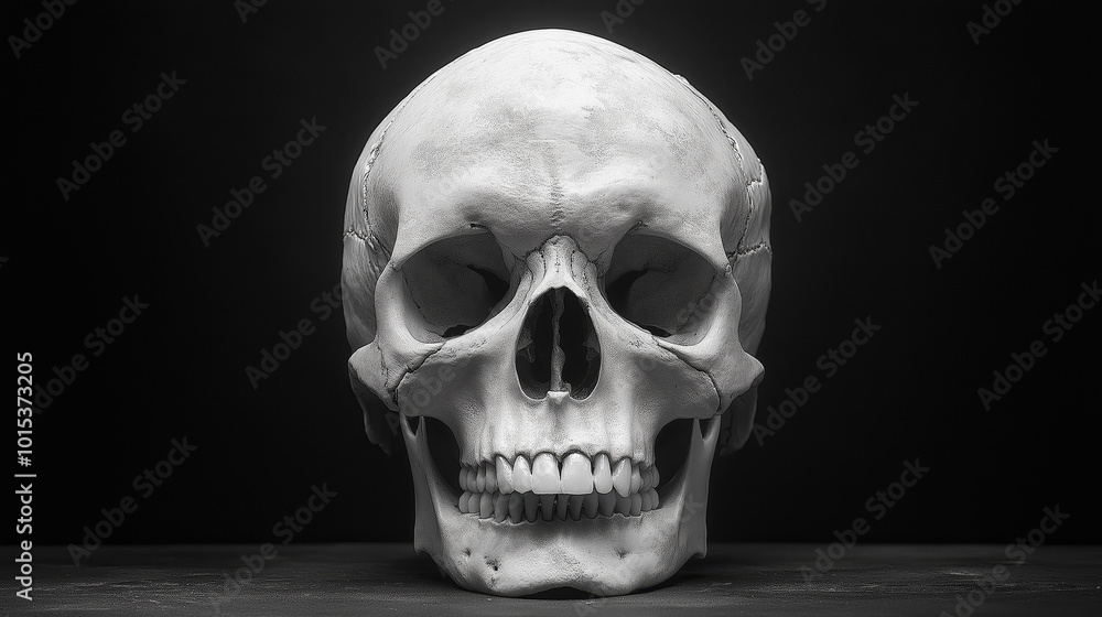 Bone Human Skull On Black Background Bone Human Skull On Black Background