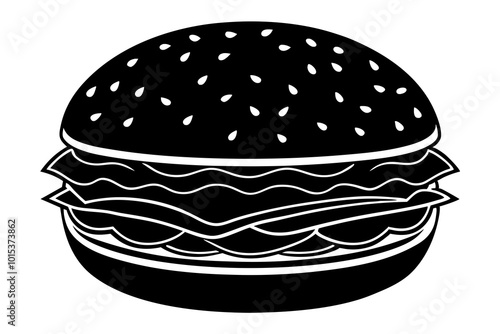 3d cheeseburger, silhouette black color vector illustration photo