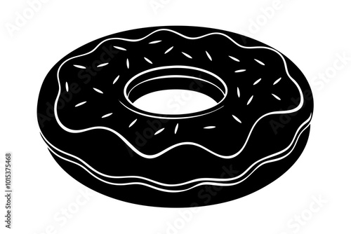 3d donut, silhouette black color vector illustration