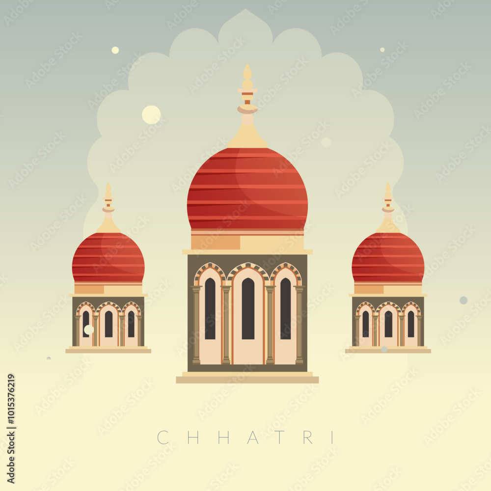 Fototapeta premium Chhatri - Semi-open, Elevated, Dome-Shaped Pavilions Elements - Stock Illustration