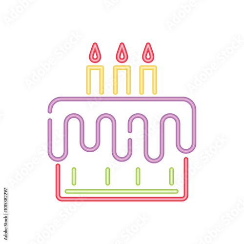 birthday party cake neon effect