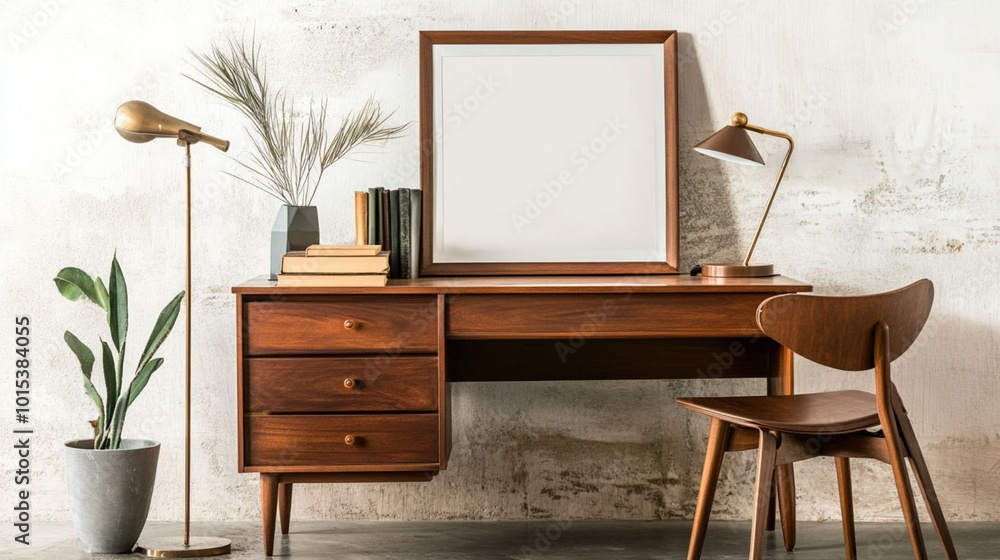Fototapeta premium empty table for marketing, empty table with wooden frame, empty table for presentation