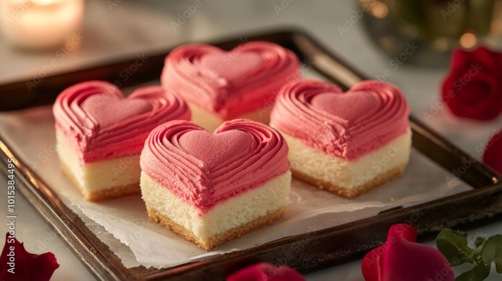 Heart-shaped Sponge Cakes with Pink Buttercream Frosting Heart-shaped Sponge Cakes with Pink Buttercream Frosting