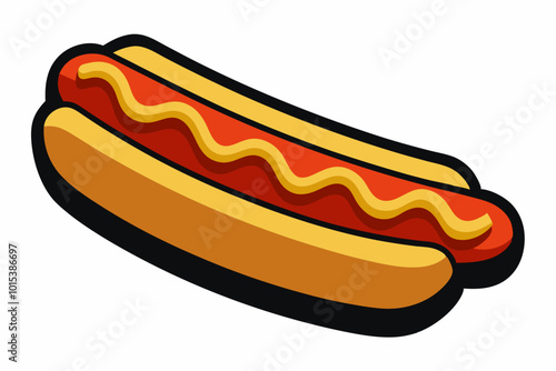 3d fast food realistic hot dog, silhouette black color vector illustration